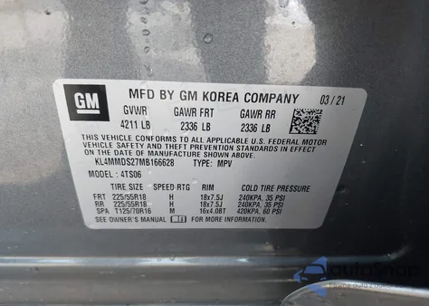 2021 Buick Encore Gx Fwd Select из США, поврежденный, VIN KL4MMDS27MB166628